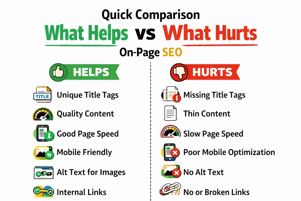 What Helps vs What Hurts On-Page SEO